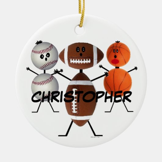 Football Basketbal Cartoon Keramisch Ornament (Voorkant)