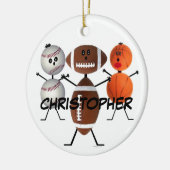 Football Basketbal Cartoon Keramisch Ornament (Links)