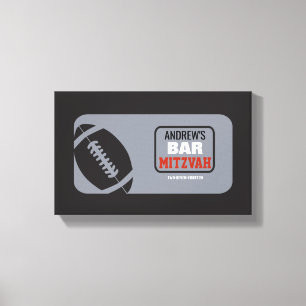 FOOTBALL BAT Bar Mitzvah Sign-In Memory Board Canvas Afdruk