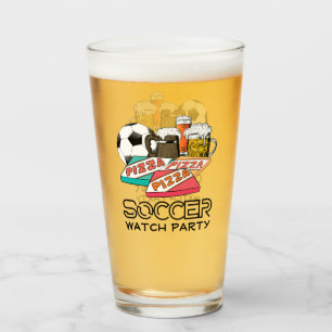 Football Beer Pizza SOCCER WATCH PARTIJ Glas