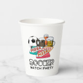 Football Beer Pizza SOCCER WATCH PARTIJ Papieren Bekers (Achterkant)