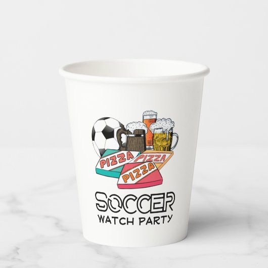 Football Beer Pizza SOCCER WATCH PARTIJ Papieren Bekers (Achterkant)