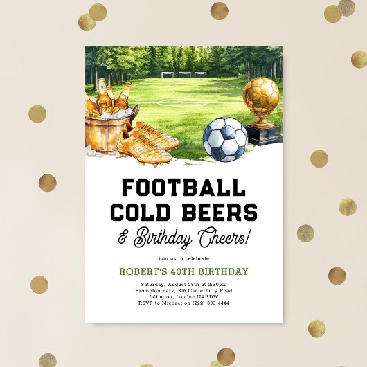 Football, Beers & Cheers Adult Birthday Kaart