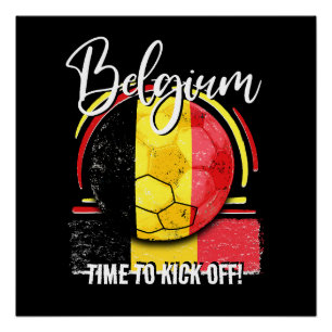 Football België Vlaggeneuro, Retro Belgisch Voetba Perfect Poster