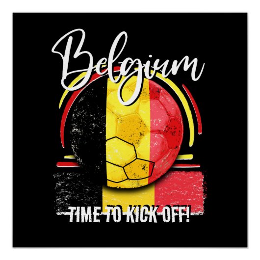 Football Belgische vlag, retro Belgisch voetbal Perfect Poster (Voorkant)