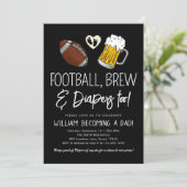 Football & Bier Baby shower Uitnodiging Chalkboard (Staand voorkant)