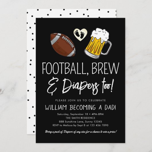 Football & Bier Baby shower Uitnodiging Chalkboard (Voorkant / Achterkant)