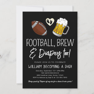 Football & Bier Baby shower Uitnodiging Chalkboard