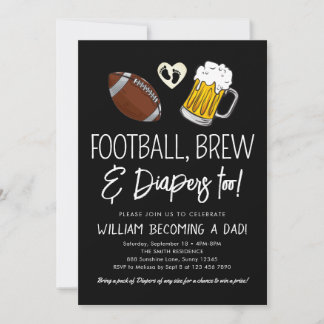 Football & Bier Baby shower Uitnodiging Chalkboard