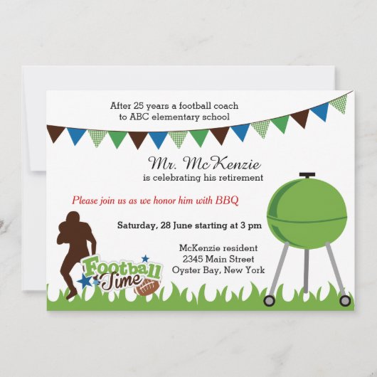 Football bij pensionering kaart (Voorkant)