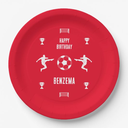 Football Birthday Banner Papieren Bordje (Voorkant)