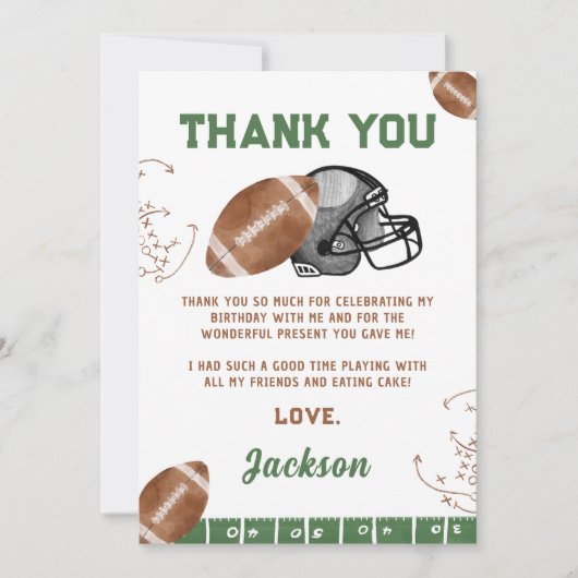Football Birthday Bedankkaart (Voorkant)