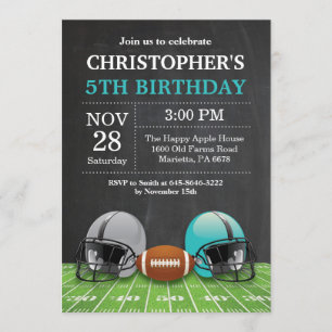 Football Birthday Invitation Birthday Blauwgroen Kaart