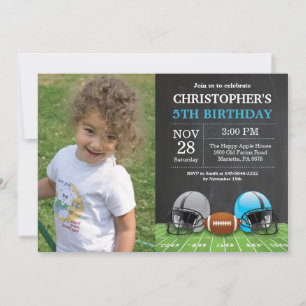 Football Birthday Invitation Birthday Party Blue Kaart