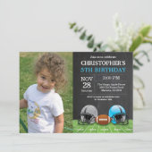 Football Birthday Invitation Birthday Party Blue Kaart (Staand voorkant)