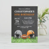 Football Birthday Invitation Birthday Party Oranje Kaart (Staand voorkant)