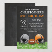 Football Birthday Invitation Birthday Party Oranje Kaart (Voorkant / Achterkant)