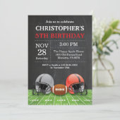 Football Birthday Invitation Birthday Party Red Kaart (Staand voorkant)