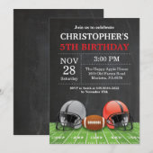 Football Birthday Invitation Birthday Party Red Kaart (Voorkant / Achterkant)