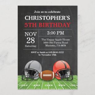 Football Birthday Invitation Birthday Party Red Kaart