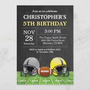 Football Birthday Invitation Birthday Party Yellow Kaart
