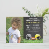 Football Birthday Invitation Birthday Party Yellow Kaart (Staand voorkant)