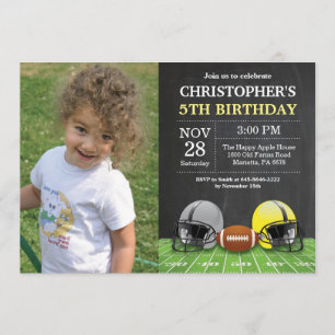 Football Birthday Invitation Birthday Party Yellow Kaart