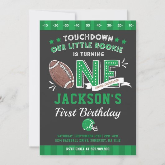 Football Birthday Invitation Football 1st Birthday Kaart (Voorkant)