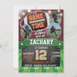 Football Birthday Invitation with photos Kaart