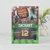 Football Birthday Invitation with photos Kaart (Staand voorkant)