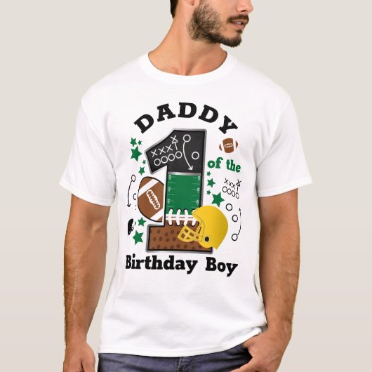 Football Birthday papa van de eerste verjaardag T-shirt (Voorkant)