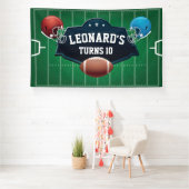 Football birthday party backdrop spandoek (Insitu)