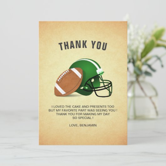 Football Birthday Party Bedankkaart (Staand voorkant)