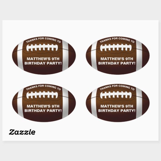 Football Birthday Party Favor Sticker (Vel)