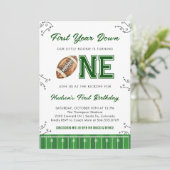 Football Birthday Party First Year Down Kaart (Staand voorkant)