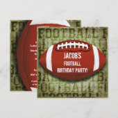 Football Birthday Party  Green Grunge Kaart (Voorkant / Achterkant)