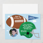 Football Birthday Party Invitation Kaart (Voorkant / Achterkant)