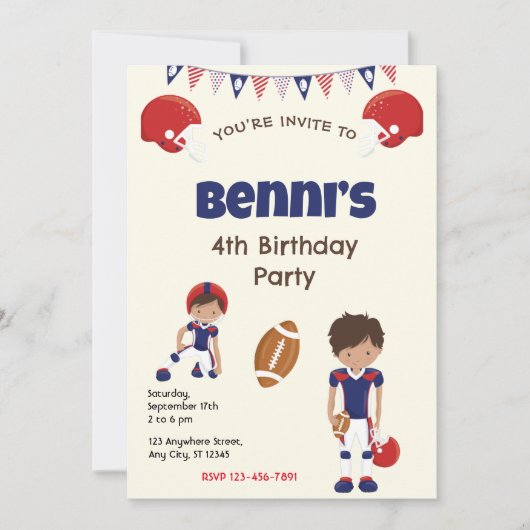 Football Birthday Party Invitation Kaart (Voorkant)