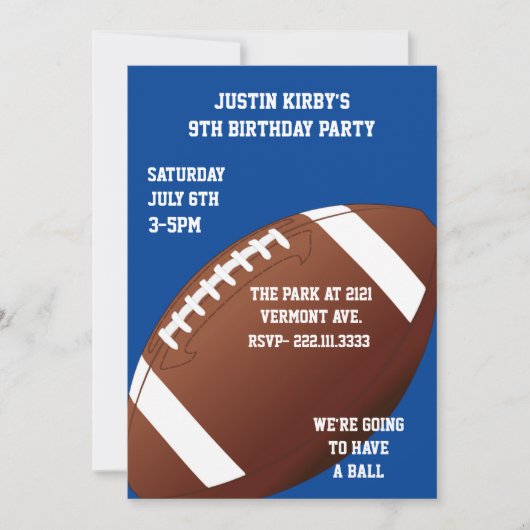 Football Birthday Party Invitation Kaart (Voorkant)