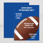 Football Birthday Party Invitation Kaart (Voorkant / Achterkant)