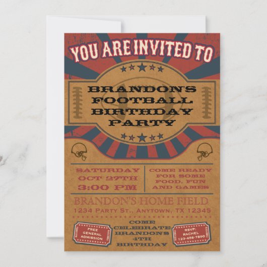  Football Birthday Party Invitation Kaart (Voorkant)