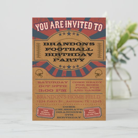  Football Birthday Party Invitation Kaart (Staand voorkant)