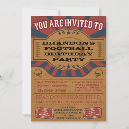  Football Birthday Party Invitation Kaart (Voorkant)
