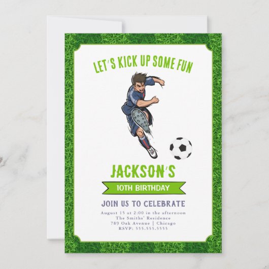 Football Birthday Party Invitation Kaart (Voorkant)