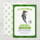 Football Birthday Party Invitation Kaart (Voorkant / Achterkant)