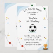 Football Birthday party Invitation template digite Kaart (Voorkant / Achterkant)
