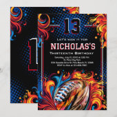 Football Birthday Party Kaart (Voorkant / Achterkant)