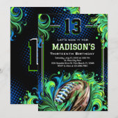 Football Birthday Party Kaart (Voorkant / Achterkant)