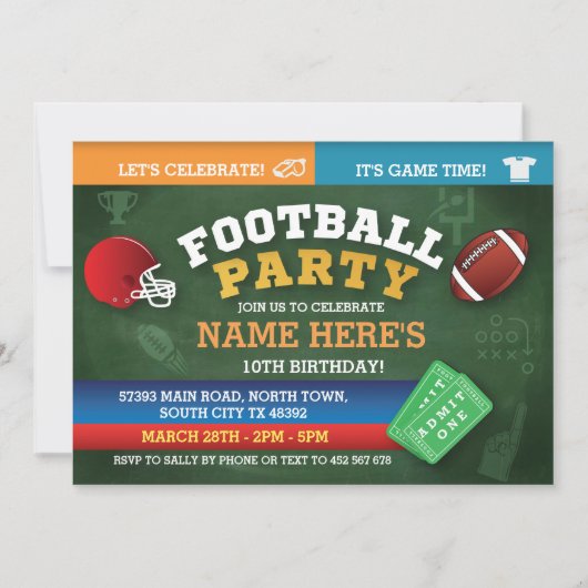 Football Birthday Party nodigt uitnodigingen uit t (Voorkant)
