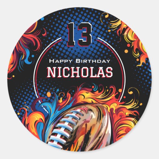 Football Birthday Party Ronde Sticker (Voorkant)